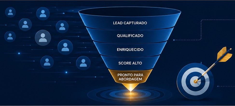 Funil de prospecção do lead capturado até pronto para abordagem